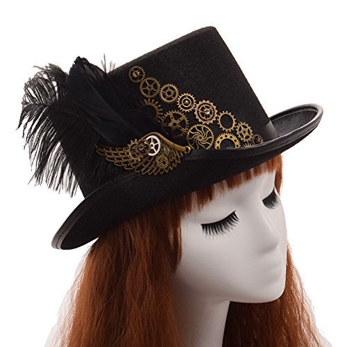 GRACEART Unisex Steampunk Top Hats with Goggles for Women Men - Image 3
