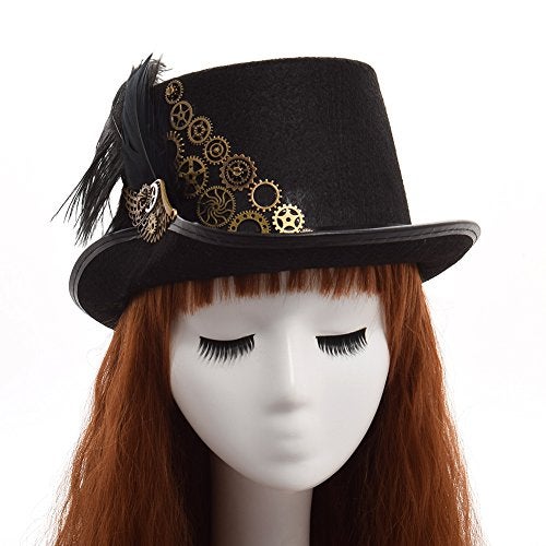 GRACEART Unisex Steampunk Top Hats with Goggles for Women Men - Image 2