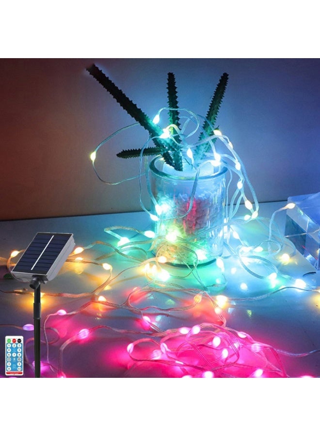 مودي سلسلة مصابيح شمسية متعددة الألوان بطول 10 أمتار - حبل إضاءة LED خارجي مقاوم للماء RGBY مع جهاز تحكم عن بُعد و8 أوضاع إضاءة - Image 3