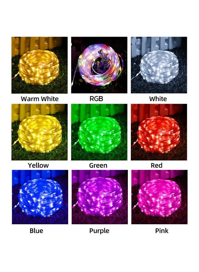 مودي سلسلة مصابيح شمسية متعددة الألوان بطول 10 أمتار - حبل إضاءة LED خارجي مقاوم للماء RGBY مع جهاز تحكم عن بُعد و8 أوضاع إضاءة - Image 5