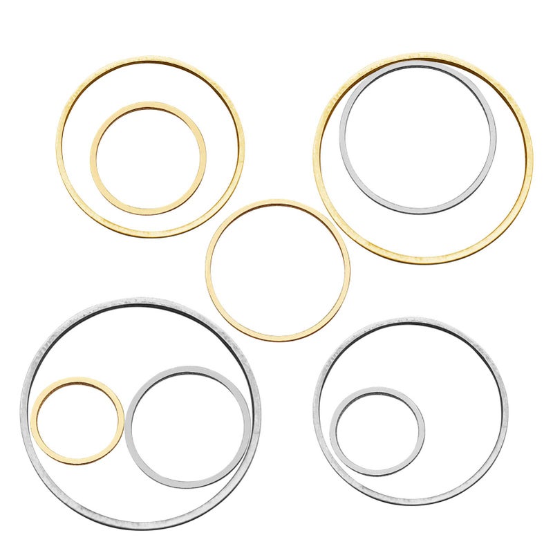 100Pcs Round Earring Beading Hoop Rings5Sizes Earring Finding Open Bezels Linking Rings Beading Hoop Earrings Pendant for DIY Craft Jewelry MakingEarrings NecklaceCrafts Supplies