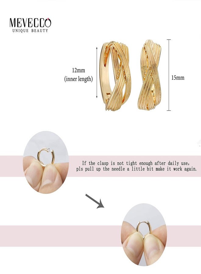 MEVECCO Gold Huggie Hoop Earrings 18K Gold Plated Cross Hoop Earrings Minimalist Handmade Earrings for Women - Image 4