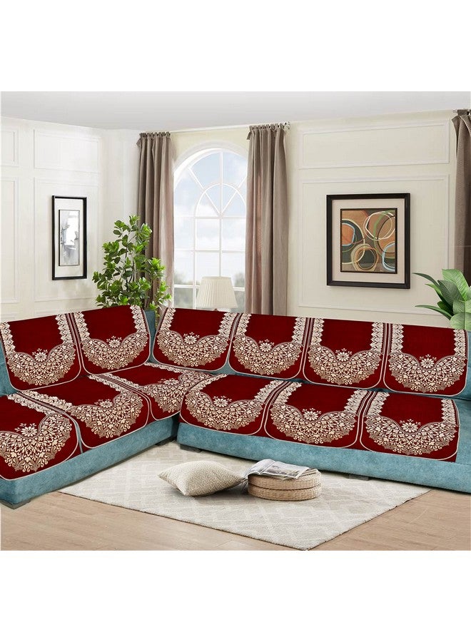 Dazzling Decor Velvet L Shape Sofa Covers Set - Premium 6 Seater Sofa Slip Protector Covers for Living Room Decor - Exclusive Royal Look Heavy Fabric Slip Protector for Long Couch, Maroon_1504 - Image 1