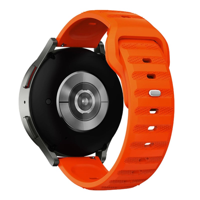 سوار ساعة ذكية رياضي من السيليكون متوافق باللون برتقالي قابل للتعديل مع Samsung Galaxy Watch 8 Classic بملاءمة قابلة للتعديل وحزام ناعم للاستبدال اليومي للاستخدام اليومي للسفر - Image 1