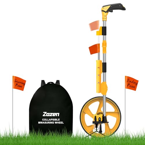 Zozen Distance Measuring Wheel in Feet and Inches, with 20pc Marking Flags and Flags Holder, Collapsible Measure Wheel - Imperial Industrial with Big Kickstand to Keep Stand, Include Backpack. - Image 1