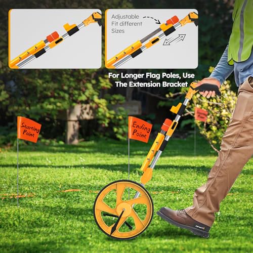 Zozen Distance Measuring Wheel in Feet and Inches, with 20pc Marking Flags and Flags Holder, Collapsible Measure Wheel - Imperial Industrial with Big Kickstand to Keep Stand, Include Backpack. - Image 5