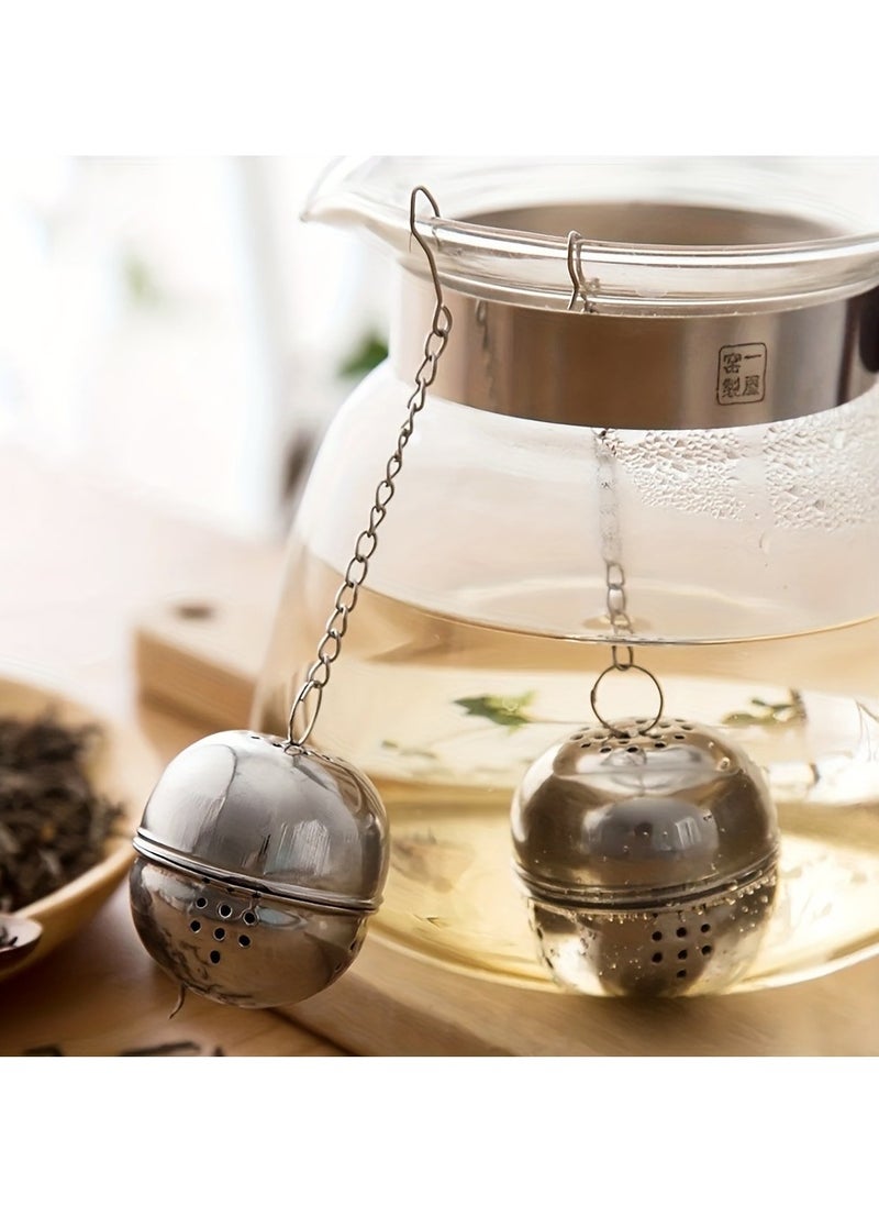Generic 2pcs Stainless Steel Tea Ball Mesh Tea Infuser Strainers Premium Tea Filter Tea Interval Diffuser with Extended Chain Hook for Brew Loose Leaf Tea and Spices and Seasonings  - Image 4