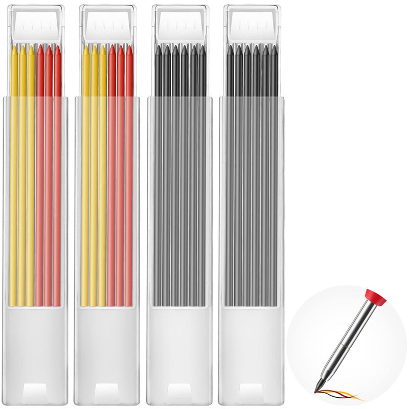 HI-BOOM Hiboom 24 Piece HB Refills for Carpenter Pencils, 2.8mm Mechanical Pencil Refills Refill, Pencil Refills for Mechanical Pencil Woodworking Construction (Black, Yellow, Red) - Image 1