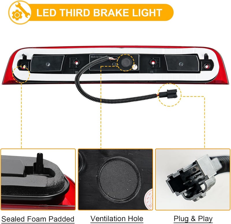 R&F Auto LED Third Brake Light Replacement for RAM 1500 (2019-2023) - High Mount Stop Lamp with Seal Foam Gaskets - Image 5