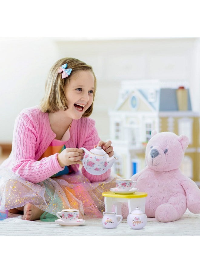 JewelKeeper - Tea Set For Little Girls 13Piece Porcelain Tea Party Set With Polka Dot Design Safe And Durable Toy Kids Tea Set With Carrying Case Ideal Gift For Kids - Image 1