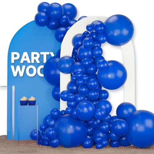 PartyWoo Royal Blue Balloons 130pcs Different Sizes Pack of 18 12 10 5 Inch Dark Blue Balloon Arch Kit for Baby Shower Gender Reveal Graduation Under The Sea Birthday Party Decorations BlueY59 - Image 1
