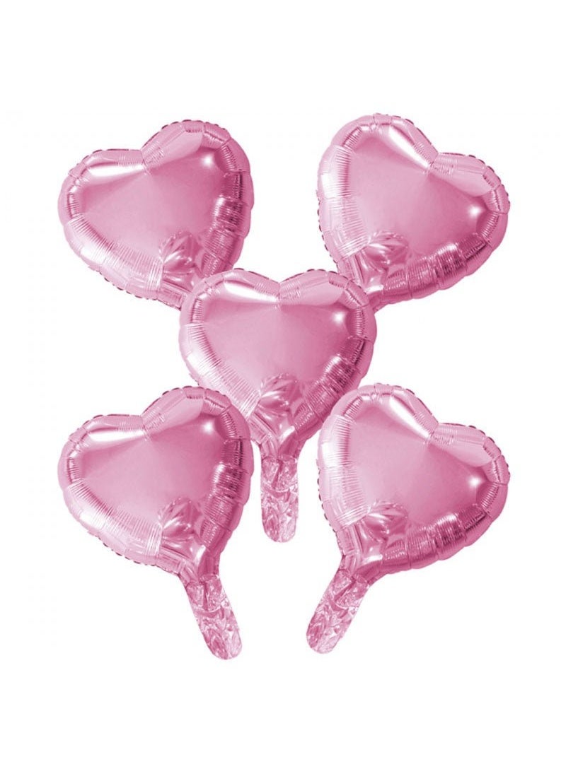 Heart Shaped Foil Balloons Pink 23cm 5-Pack