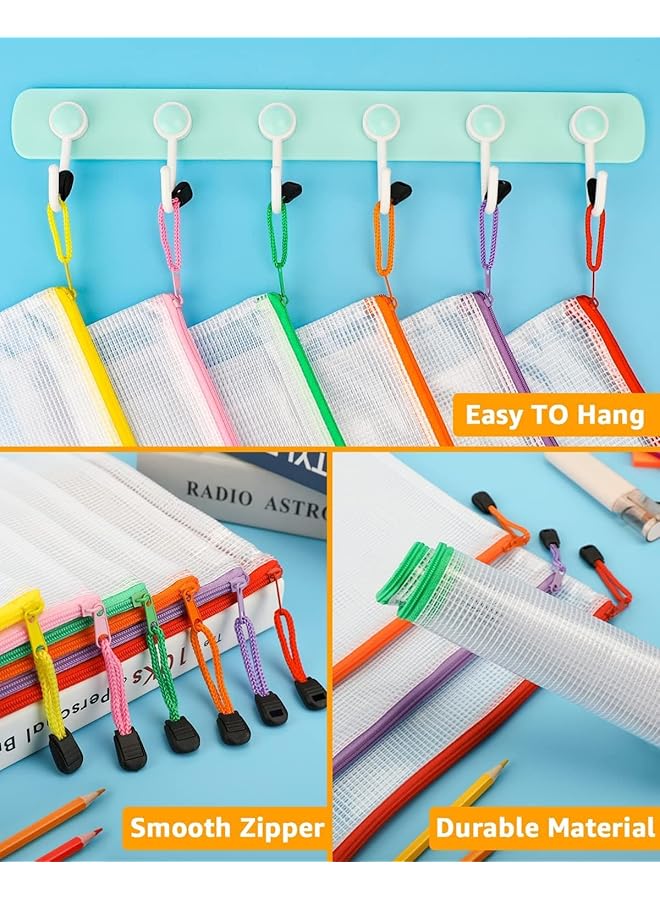 erorex 10 Pack Mesh Zipper Pouch A3 Size Paper Holder And Document Bag For Office And Travel Mixed Color  - Image 3
