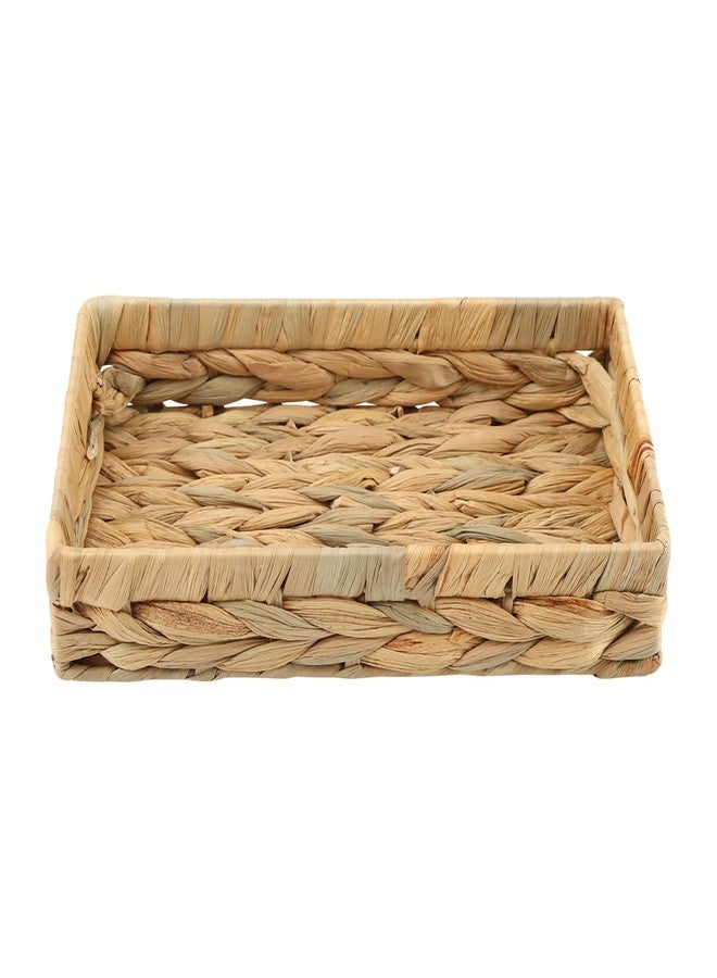 LVOERTUIG Wicker & Rattan Serving Tray - 10" Rectangle Bathroom Vanity Tray with Storage for Paper Hand Towels - Image 1