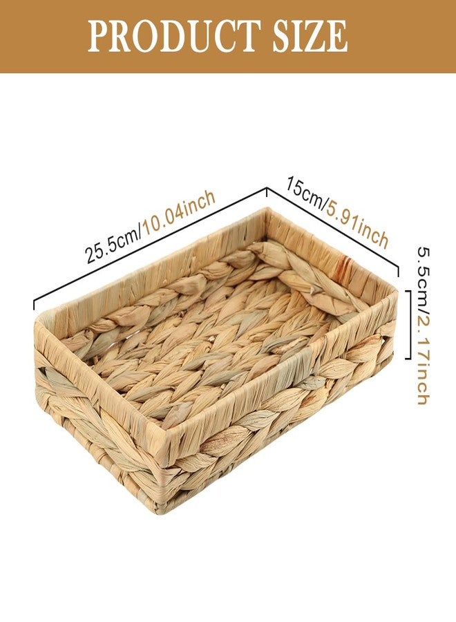 LVOERTUIG Wicker & Rattan Serving Tray - 10" Rectangle Bathroom Vanity Tray with Storage for Paper Hand Towels - Image 3