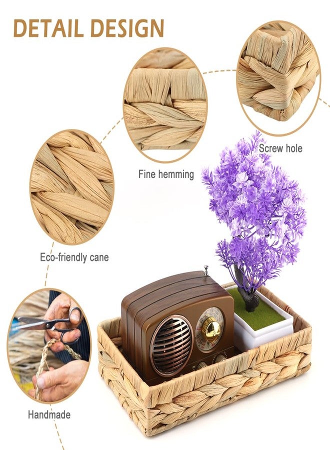 LVOERTUIG Wicker & Rattan Serving Tray - 10" Rectangle Bathroom Vanity Tray with Storage for Paper Hand Towels - Image 4