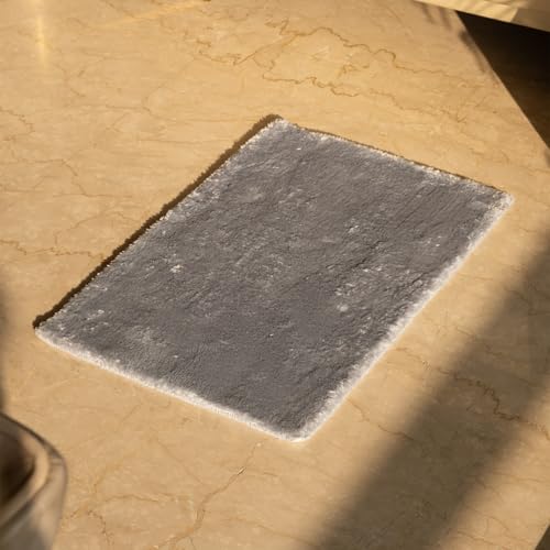 Earthy Fables Plush Microfiber Bath Mat, Quick Dry, Anti-Skid, Water Absorbent, Non-Slip, Machine Washable Floor Rug, Shower Mat, Door Mat for Bathroom, Bedroom, 60 x 40 cm - Silver - Image 1
