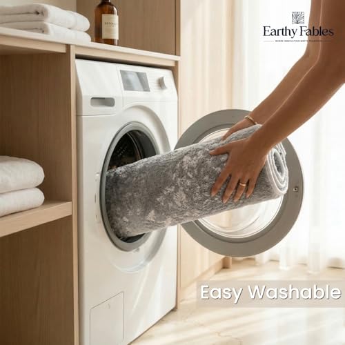 Earthy Fables Plush Microfiber Bath Mat, Quick Dry, Anti-Skid, Water Absorbent, Non-Slip, Machine Washable Floor Rug, Shower Mat, Door Mat for Bathroom, Bedroom, 60 x 40 cm - Silver - Image 4