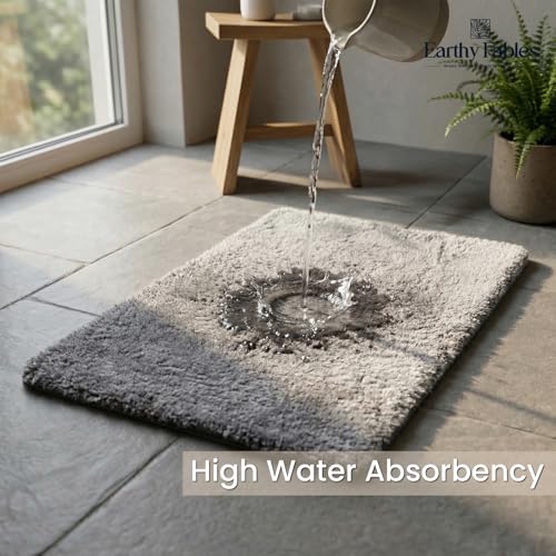 Earthy Fables Plush Microfiber Bath Mat, Quick Dry, Anti-Skid, Water Absorbent, Non-Slip, Machine Washable Floor Rug, Shower Mat, Door Mat for Bathroom, Bedroom, 60 x 40 cm - Silver - Image 3