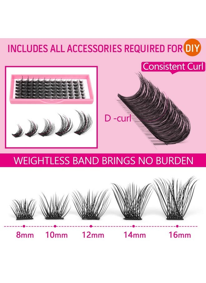 Geeneiya - Diy Lash Extension Kit Clusters Eyelash Extension Kit Cluster Lashes With Waterproof Lash Bond And Seal Glue And Individual Eyelash Tweezers Diy At Home User Manual For Beginners (72Pcsd 8 16Mm)) - Image 1