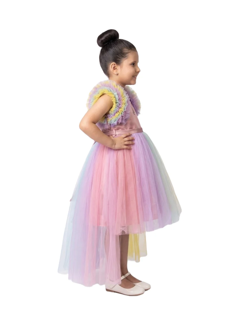 Bidani Rainbow Tulle High-Low Party Dress