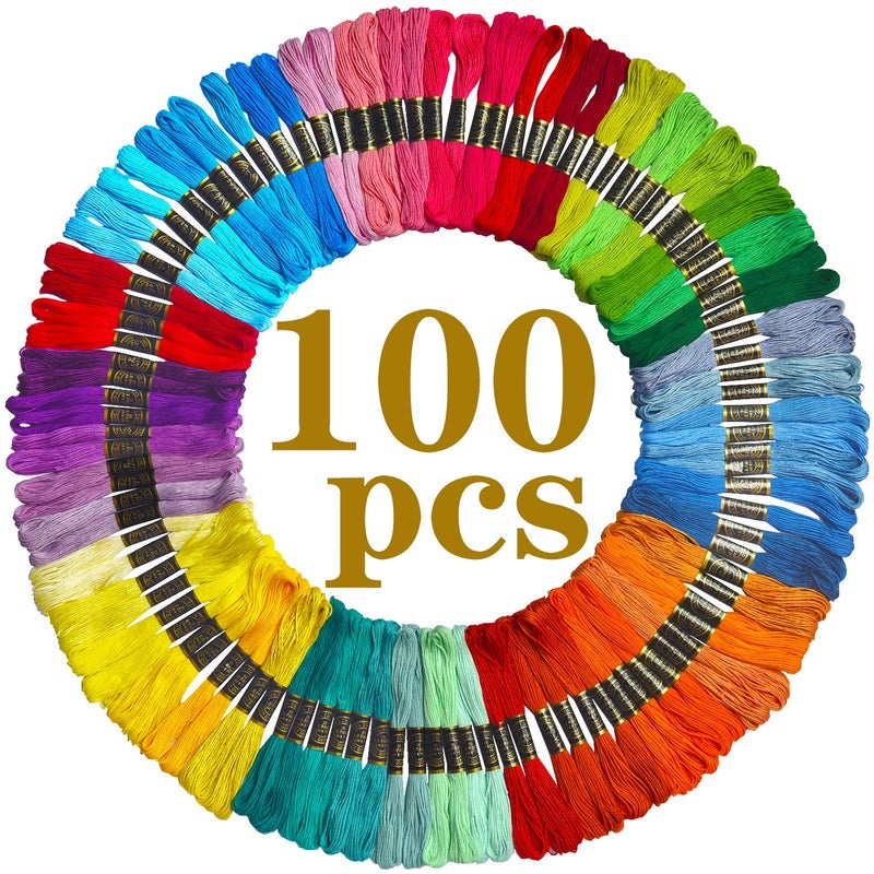 LE PAON Embroidery Floss Rainbow Color 2 Pack 50 Skeins Per Pack Cross Stitch Threads Friendship Bracelets Strings 
