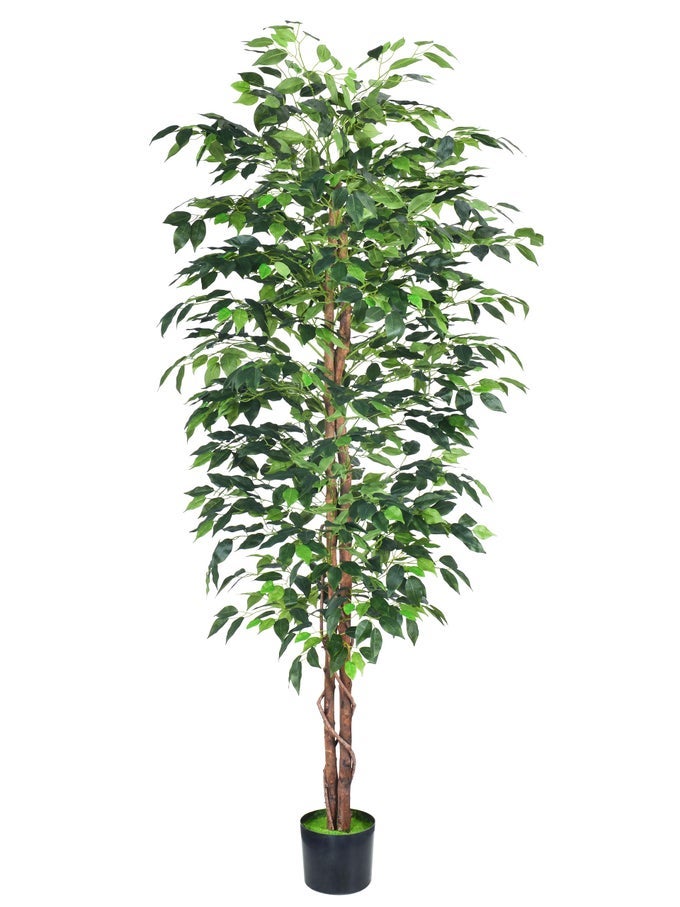 ARTIFICIAL FICUS TREE 4FT FAUX SILK PLANTS WITH STURDY PLASTIC NURSERY POTFAKE FICUS TREES FOR HOME OFFICE FARMHOUSE INDOOR OUTDOOR DECOR PERFECT HOUSEWARMING GIFT 4FT1PACK