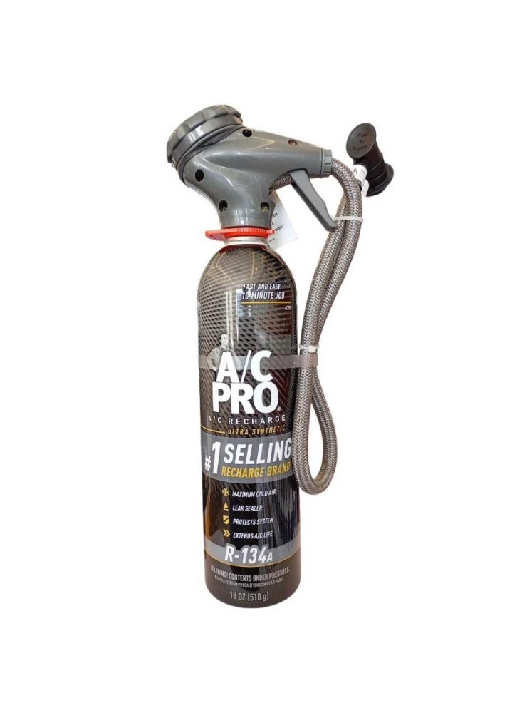 A/C Pro AC Pro R134a Refrigerant Gas 18 oz American Formula Car AC Recharge Kit with Leak Sealer and Tools - Image 1