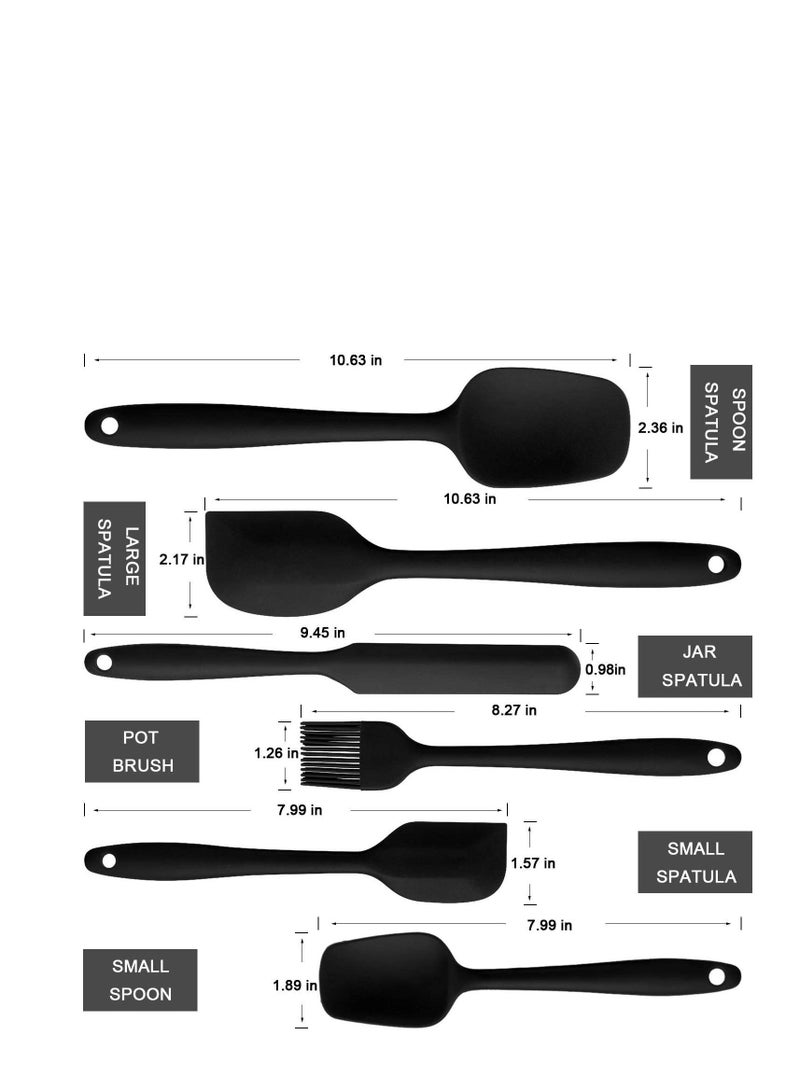 SYOSI Silicone Spatula Set 6 Piece Rubber Spatula Set Heat-Resistant Spatula Kitchen Utensils Set for Cooking Baking and Mixing - Image 3