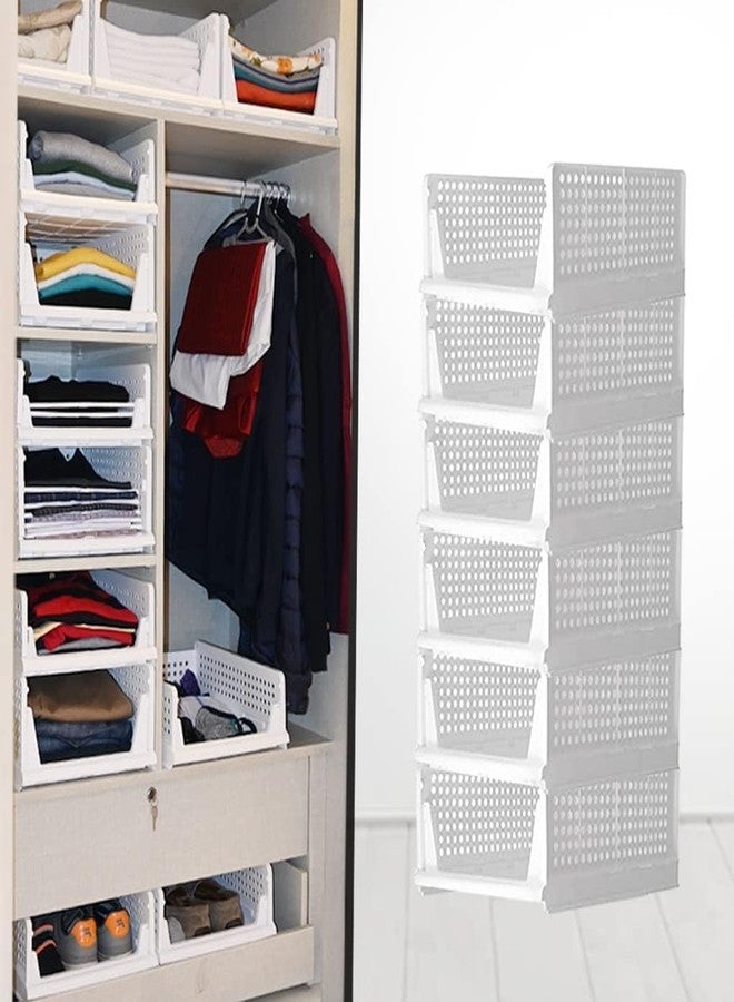 Lamok Stackable Wardrobe Organizer for Clothes - Multipurpose Foldable Plastic Closet Storage Organizer for Kitchen, Bedroom, Bathroom (Pack of 1, White) - Image 4