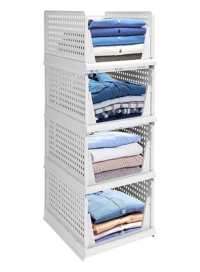 Lamok Stackable Wardrobe Organizer for Clothes - Multipurpose Foldable Plastic Closet Storage Organizer for Kitchen, Bedroom, Bathroom (Pack of 1, White) - Image 1