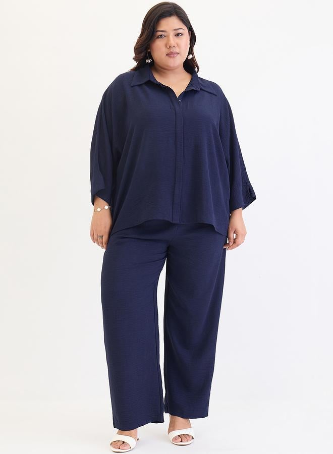 Femmella Plus Size Kimono Sleeve Shirt and Trousers Co-ords - Image 1