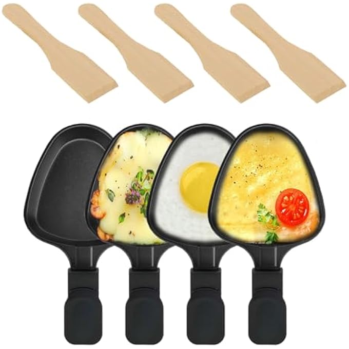 Kosmosta NonStick Coated Mini Grill Cheese Pan Melting Accessories For Raclettes Replacement Trays Raclette Dishes Mini Raclette Pans Triangle Shape4Pcs - Image 2