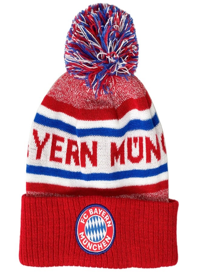 Fan Ink Bayern Munich Knit Beanie Winter Hat, Bayern Soccer Skull Cap Beanie Red - Image 2