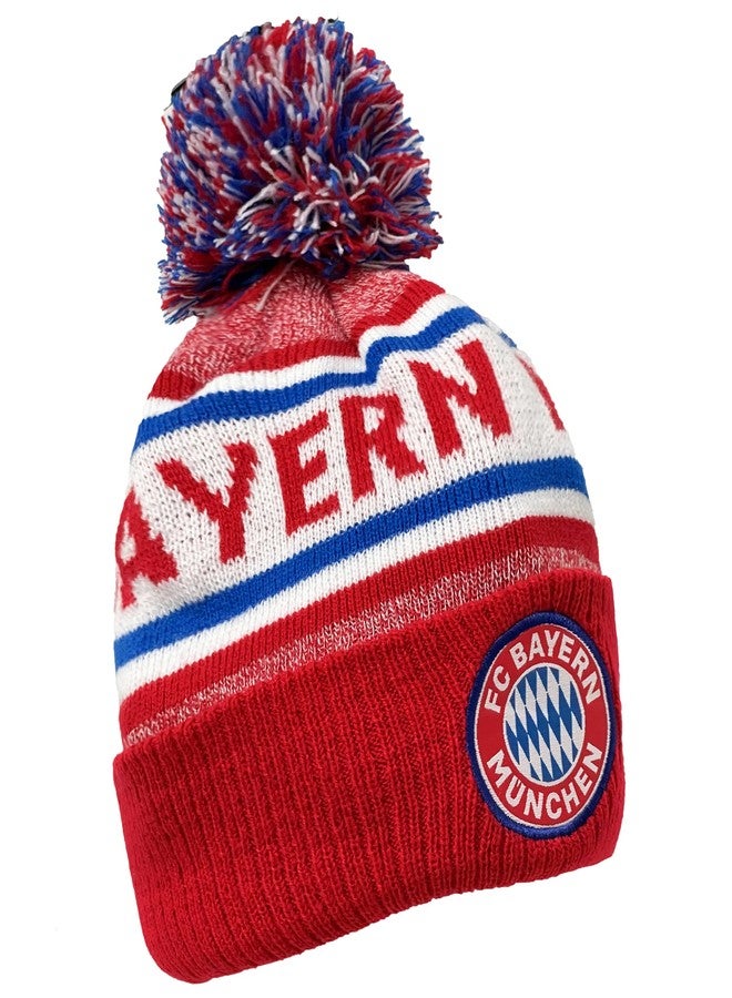Fan Ink Bayern Munich Knit Beanie Winter Hat, Bayern Soccer Skull Cap Beanie Red - Image 3