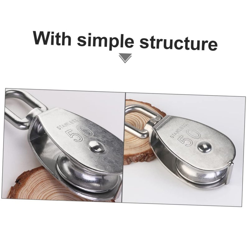 2pcs Stainless Steel Pulley Block Wheel 2 Inch for Traction Easy Installation - Image 5