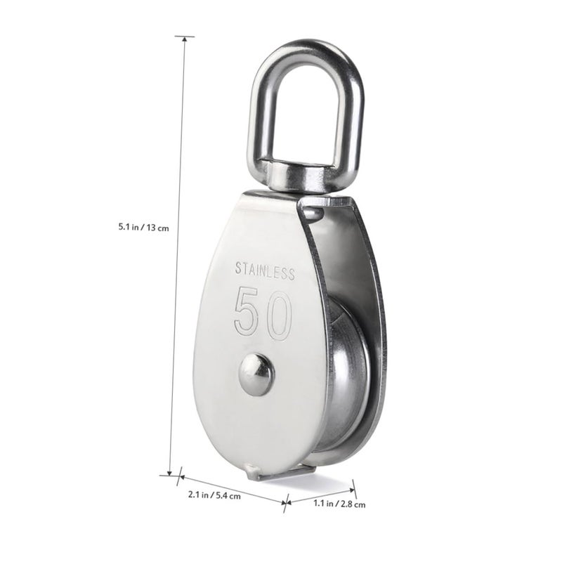 2pcs Stainless Steel Pulley Block Wheel 2 Inch for Traction Easy Installation - Image 3