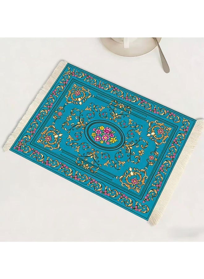 Field Coffee Mat &mouse mat  Coffee Cup Mat Coffee Mug MatTable Mat Mouse Pad Rubber Rectangle 23x18x0.5 cm Blue - Image 2
