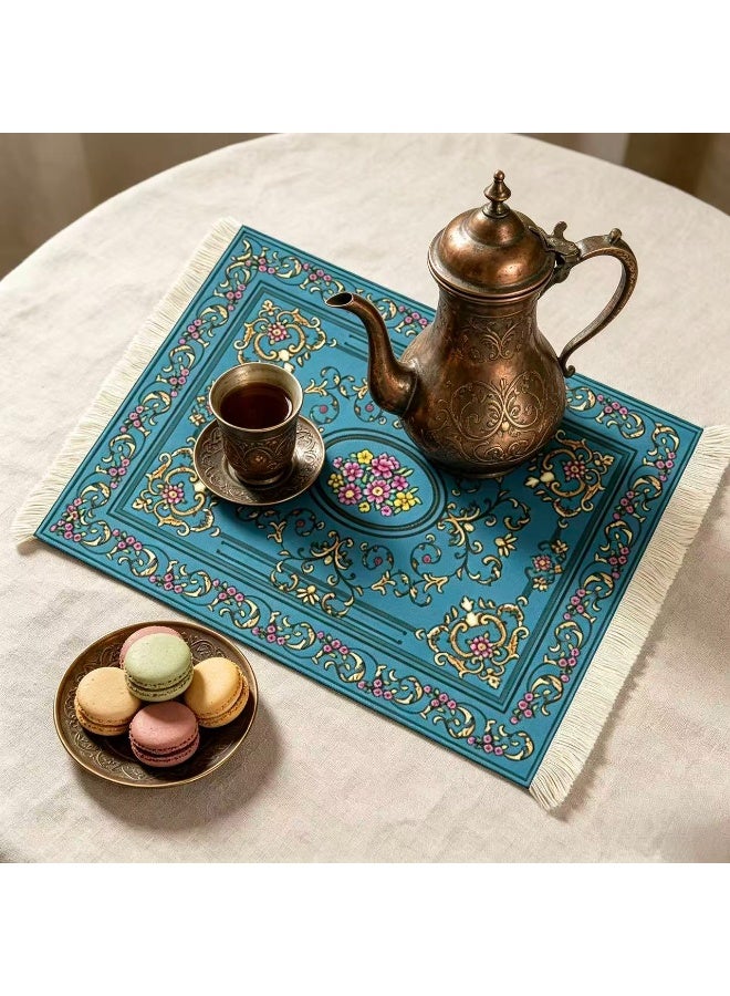 Field Coffee Mat &mouse mat  Coffee Cup Mat Coffee Mug MatTable Mat Mouse Pad Rubber Rectangle 23x18x0.5 cm Blue - Image 4