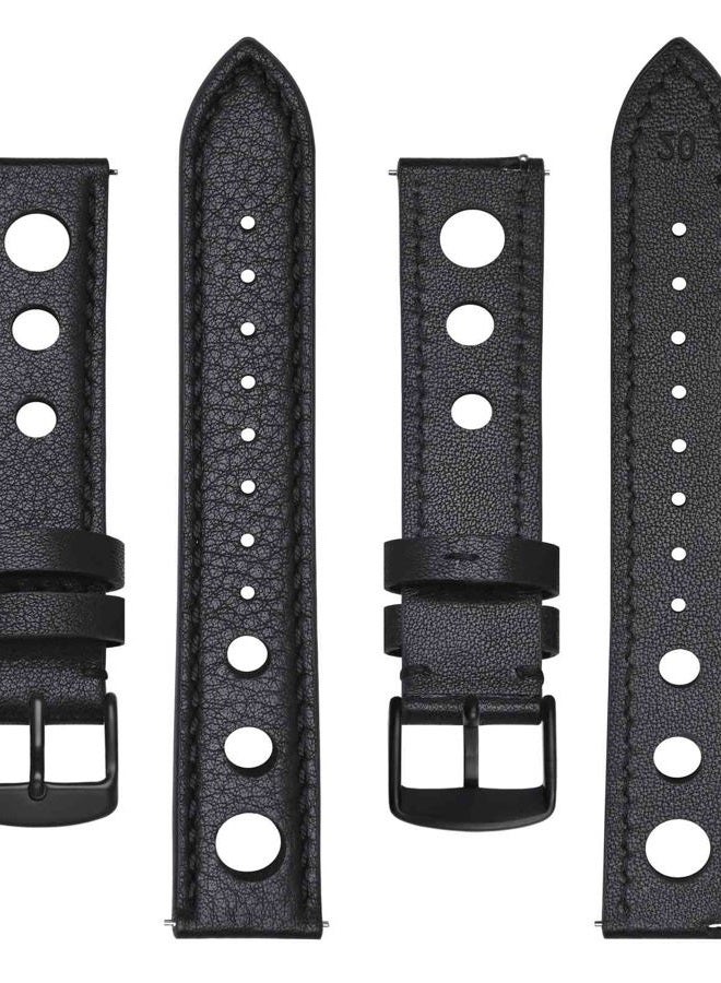 BISONSTRAP Rally Watch Bands, Shrunken Leather Watch Straps for Men, 20mm, Black with Black Buckle - Image 3