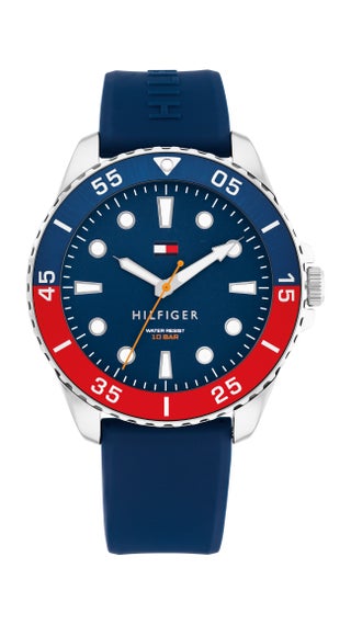 Round Analog Men'S Stainless Steel And Blue And Red Aluminum Case  Watch - view 3