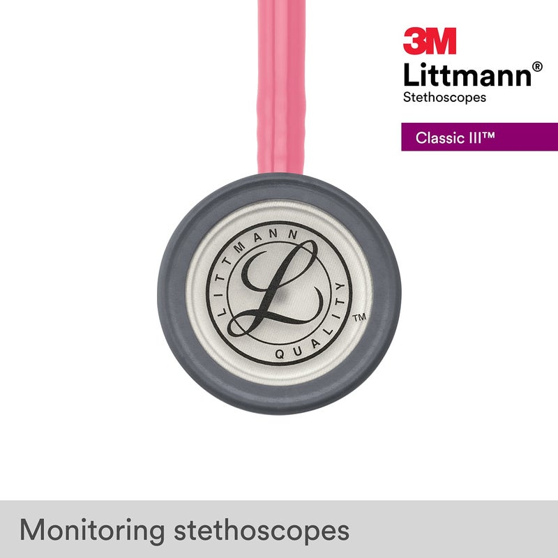3M Littmann ستيثوسكوب 3M ليتمان كلاسيك III للمراقبة، 5633، أكثر من 2X بصوت أعلى، وزن أقل، قطعة صدر من الفولاذ المقاوم للصدأ، أنبوب وردي لؤلؤي بطول 27'  - Image 4