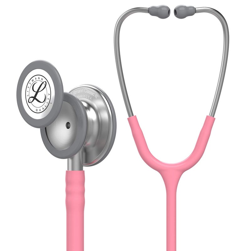 3M Littmann ستيثوسكوب 3M ليتمان كلاسيك III للمراقبة، 5633، أكثر من 2X بصوت أعلى، وزن أقل، قطعة صدر من الفولاذ المقاوم للصدأ، أنبوب وردي لؤلؤي بطول 27'  - Image 1