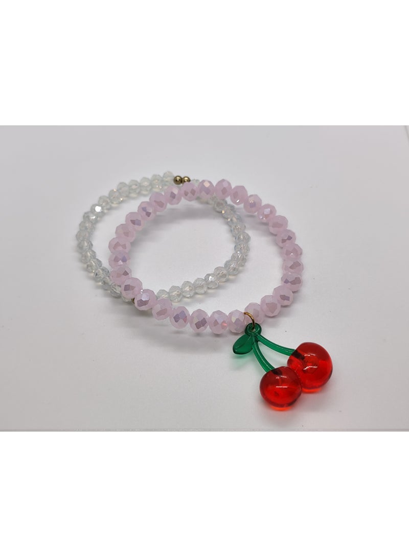 Set of two children's cherry diamond bracelets