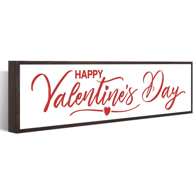 WKYAER Valentine's Day Wood Decor, Happy Valentine's Day Wood Sign, Wooden Box Signs for Home Decor, Wall Decoration Sign for Valentine's Day, Rustic Farmhouse Decor, Coffee Bar Decor, Valentine's Day Gifts - Image 1