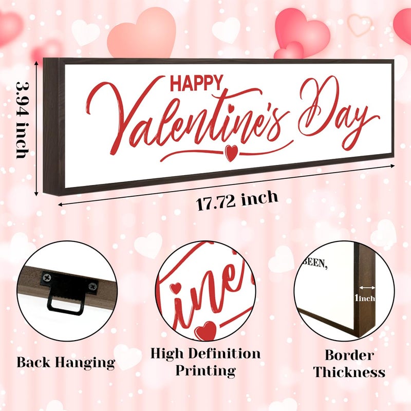 WKYAER Valentine's Day Wood Decor, Happy Valentine's Day Wood Sign, Wooden Box Signs for Home Decor, Wall Decoration Sign for Valentine's Day, Rustic Farmhouse Decor, Coffee Bar Decor, Valentine's Day Gifts - Image 2