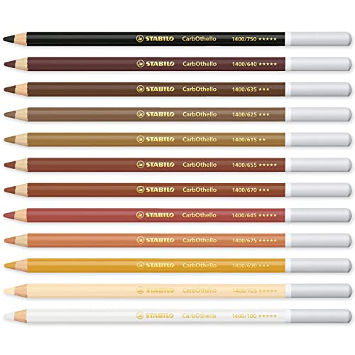 STABILO ChalkPastel Pencil CarbOthello Pack of 12 Warm Neutral Set in Envelope Gift Packaging - Image 3