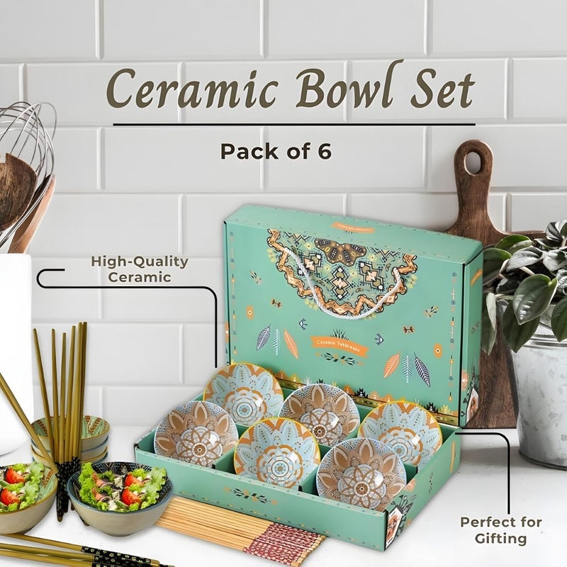 ONICORN Porcelain Dessert Bowls Gift Box Set Ceramic Bowl For Ice CreamSoupRiceSnackSide BowlMicrowave And Dishwasher Safe Unique Design With Grid And Wave PatternGreenPack Of 6280 ML - Image 3