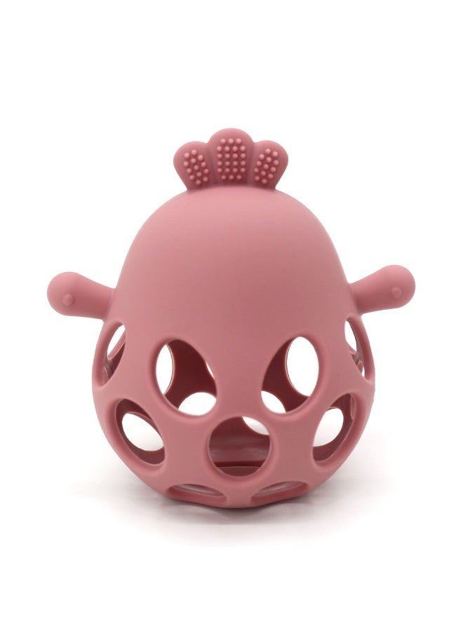 Mini Treasures BPA Free Silicone Baby Chicken Teething Toys| Baby Hand Teether Mitten for Sucking Needs| Baby Chew Toys Hand Pacifier for Soothing Teething Pain Relief - Dark Pink - Image 2