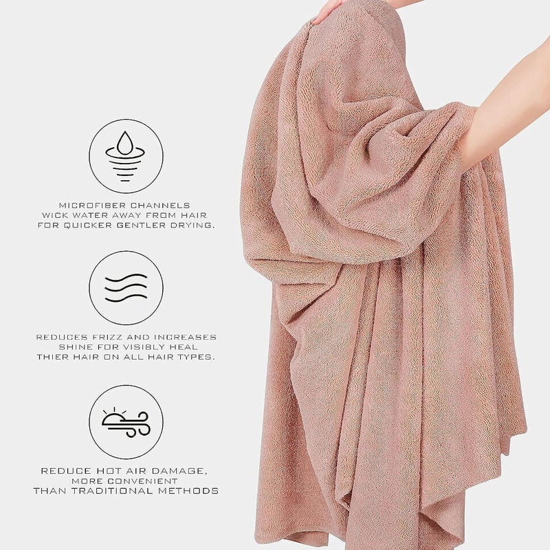 Fuelbyte 4 Pcs Hair Towel Wrap for WomenQuick Drying Microfiber Towel for Hair with Elastic Loop for TyingSuper Absorbent Head Towels Wrap for Ladies Hair Turban - Image 3